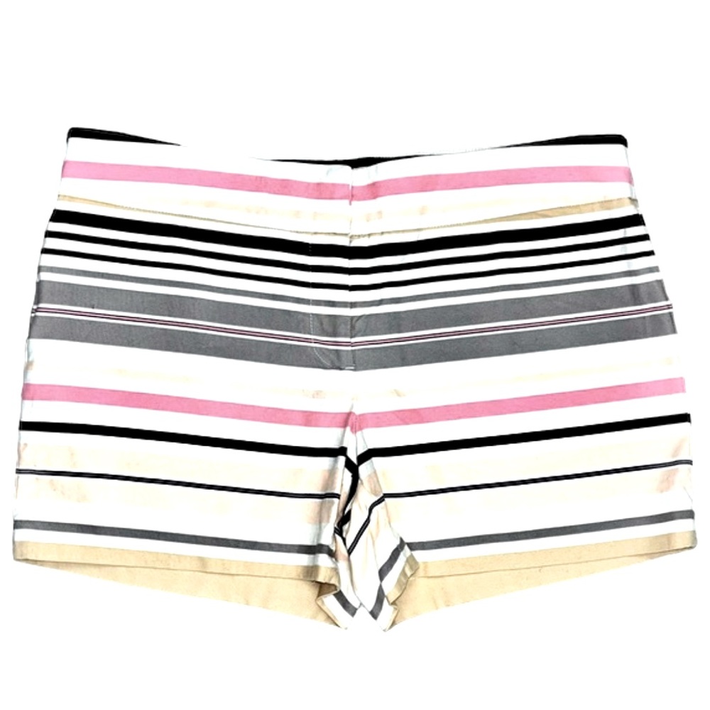 Cynthia Rowley Size 10 Striped Shorts in White, Tan, Black, and Pink